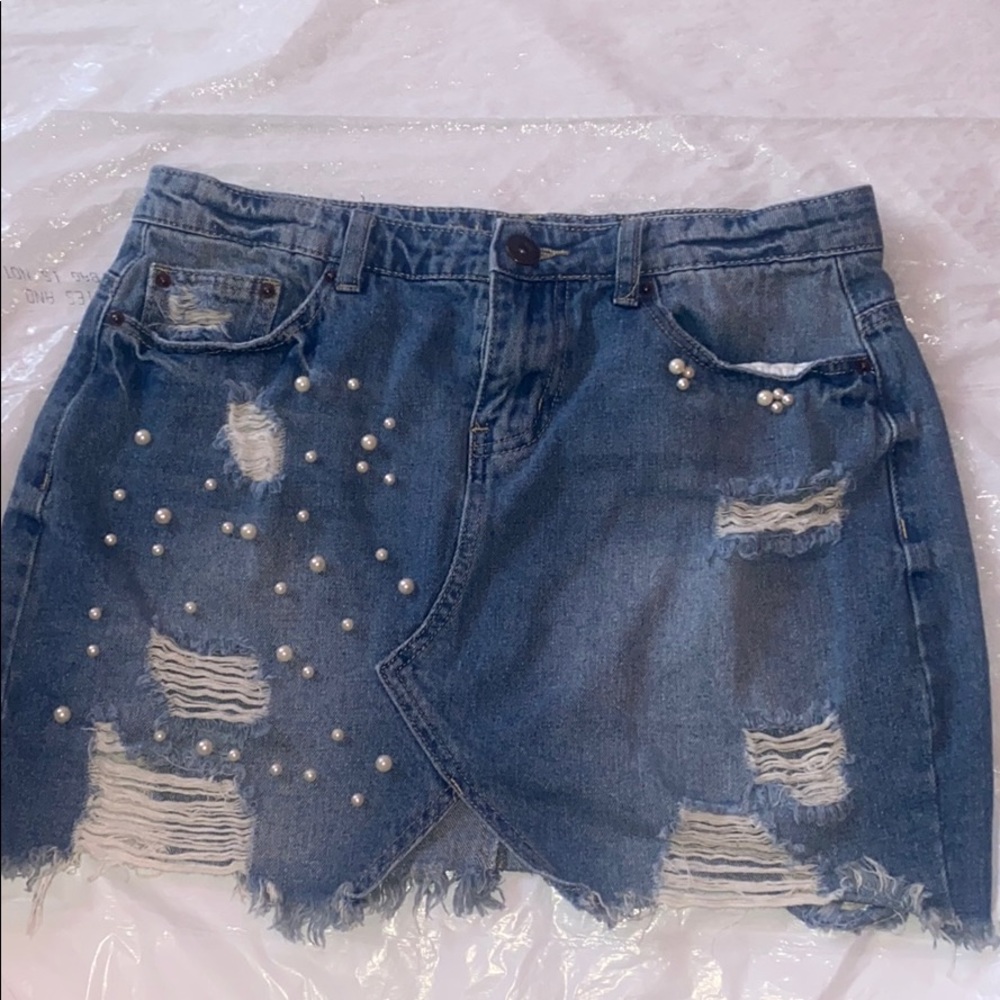 Distressed jean skirt from rue21